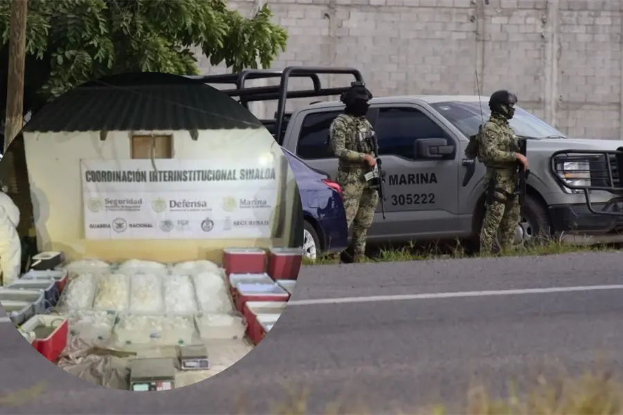 Marina y Fuerzas federales realizan amplio decomiso de armas y droga en Sinaloa