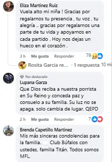 imagen recuadro Captura de pantalla de los comentarios tras la despedida de la menor