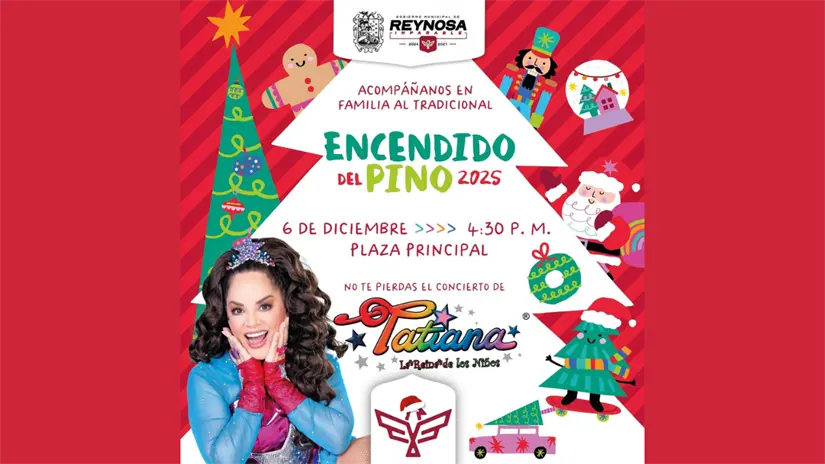 No te puedes perder el concierto de Tatiana en el encendido del pino 20205 en Reynosa | Foto: FB Gobierno de Reynosa