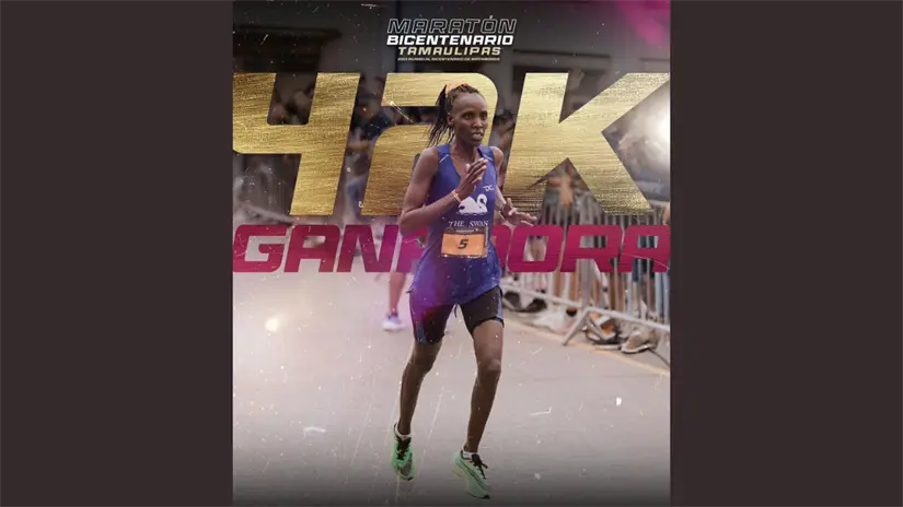 Leah Jebiwot Kigen obtuvo el primer lugar en la rama femenil con 2:48:13 | Foto: FB Gobierno Municipal de Matamoros