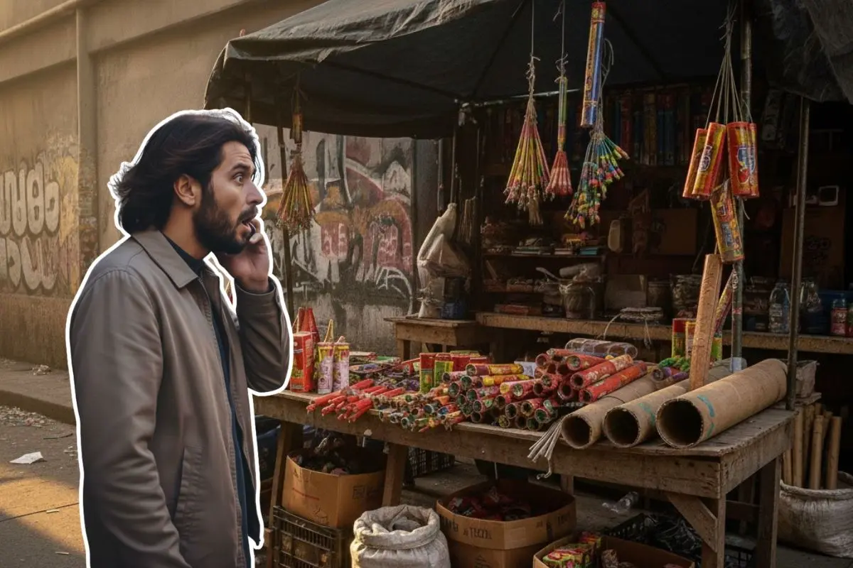 La venta clandestina de pirotecnia aumenta considerablemente durante la temporada decembrina. Foto: Imagen creada por IA