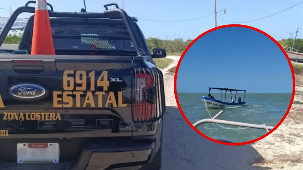 Rescatan embarcación a la deriva frente a San Crisanto; SSP Yucatán auxilia a dos tripulantes
