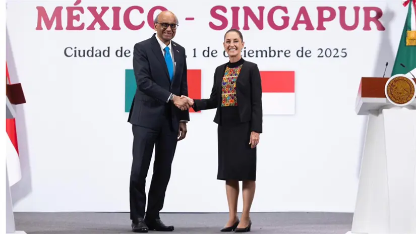 Sheinbaum se reunió este lunes en Palacio Nacional con el presidente de Singapur, Tharman Shanmugaratnam.