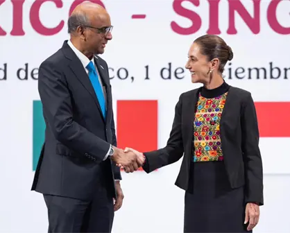 Claudia Sheinbaum y presidente de Singapur firman acuerdos ambientales y de desarrollo en Palacio Nacional
