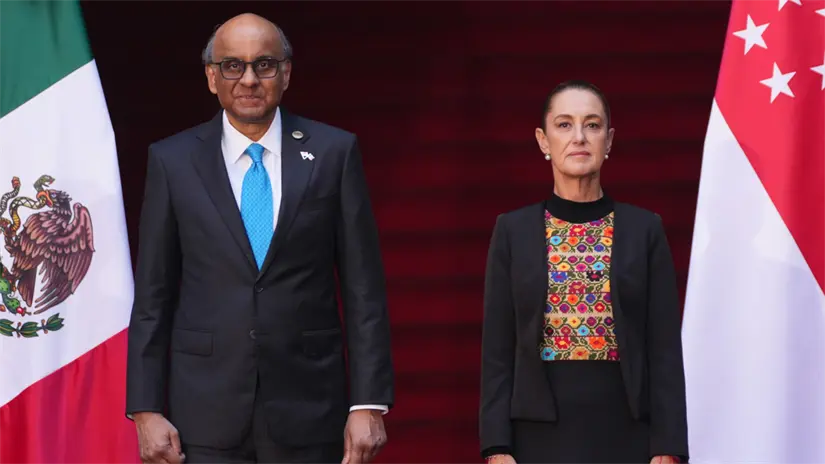 Sheinbaum se reunió este lunes en Palacio Nacional con el presidente de Singapur, Tharman Shanmugaratnam, FOTO: Laura Ávila.