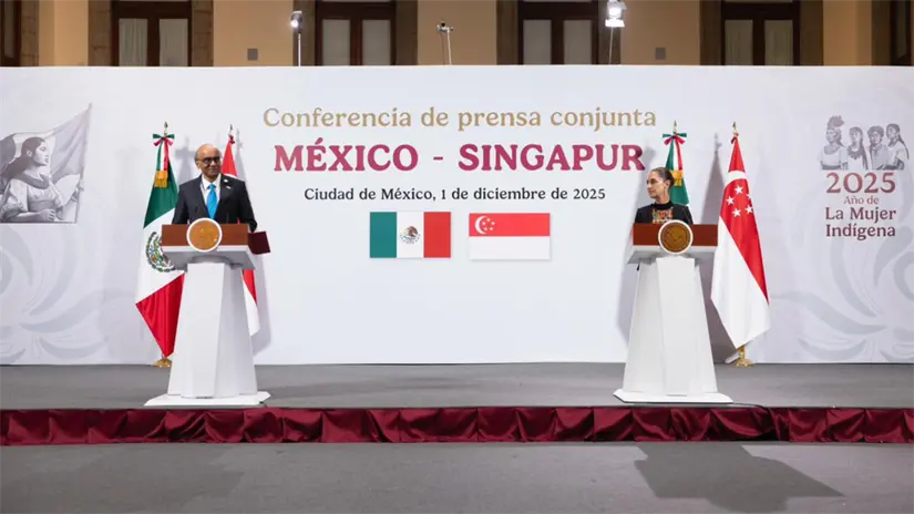 Sheinbaum se reunió este lunes en Palacio Nacional con el presidente de Singapur, Tharman Shanmugaratnam, FOTO: Laura Ávila