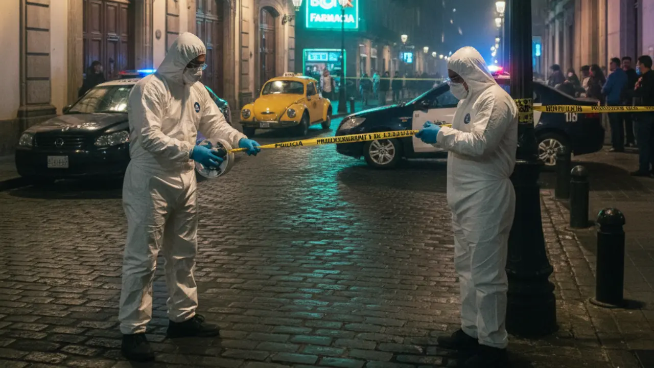 Peritos acordonando una escena de crimen, por asesinato de hombre en vía pública en la alcaldía Venustiano Carranza en CDMX | Gemini IA