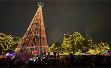 Arranca la Navidad en Monterrey con encendido del pino y apertura de la pista de hielo