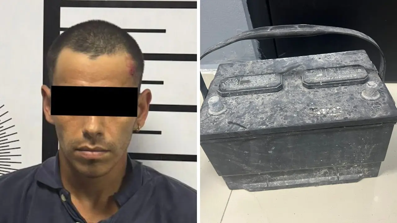 El hombre que fue detenido en flagrancia por elementos de la Secretaría de Seguridad Pública y Vialidad de Santiago. Foto: Secretaría de Seguridad Pública y Vialidad de Santiago