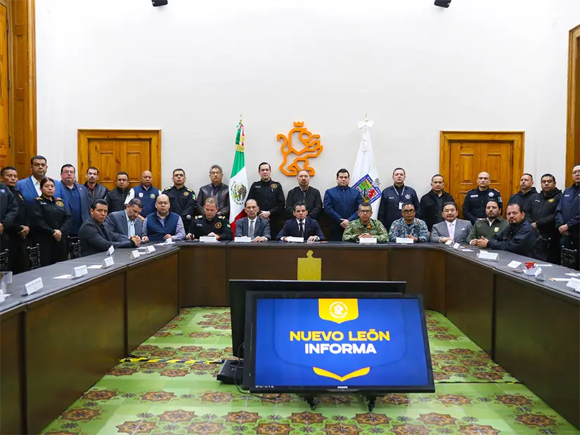 Mesa de Seguridad hace un llamado respetuoso al Congreso para aprobar el presupuesto y así mantener a Nuevo León en los primeros lugares nacionales en profesionalización policial. Foto: Gobierno de Nuevo León