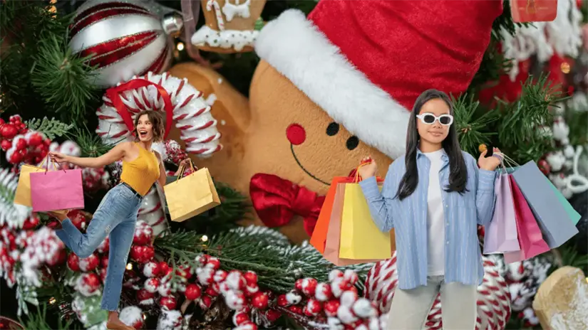 Compras navideñas en mercadito. Foto: Canva.