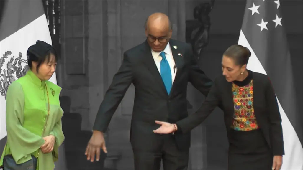 Claudia Sheinbaum vive momento incómodo, presidente de Singapur bloquea el saludo a su esposa