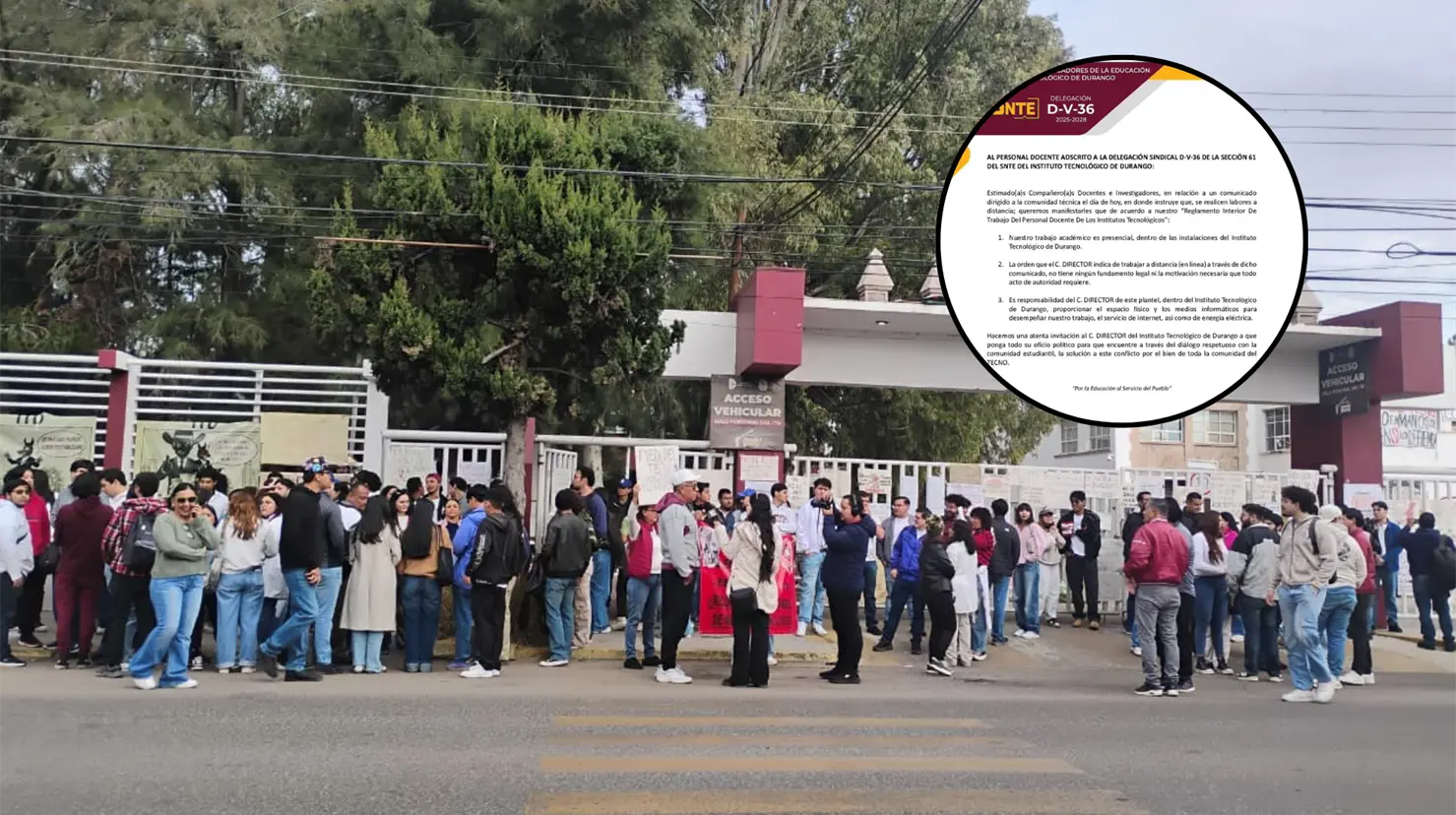 La delegación sindical del ITD rechazó el reinicio de clases en modalidad virtual. Foto: Lorena Ríos.