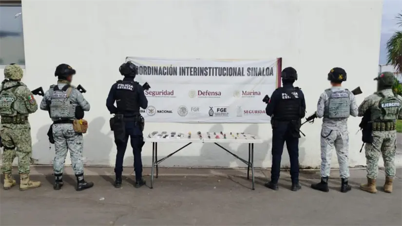 Objetos incautados durante operativo en Sinaloa/Foto: Gabinete de Seguridad