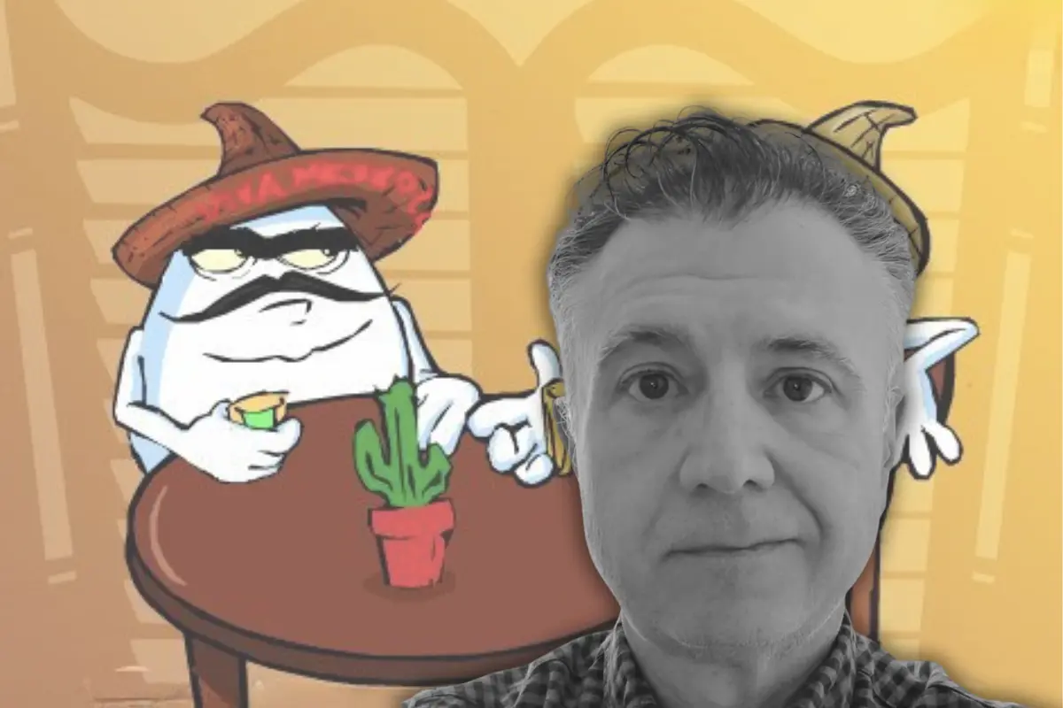 Fernando Meza en foto para Instagram y, de fondo, una imagen de los Huevocartoon (Foto: IG @ferhuevocartoon / Canva)