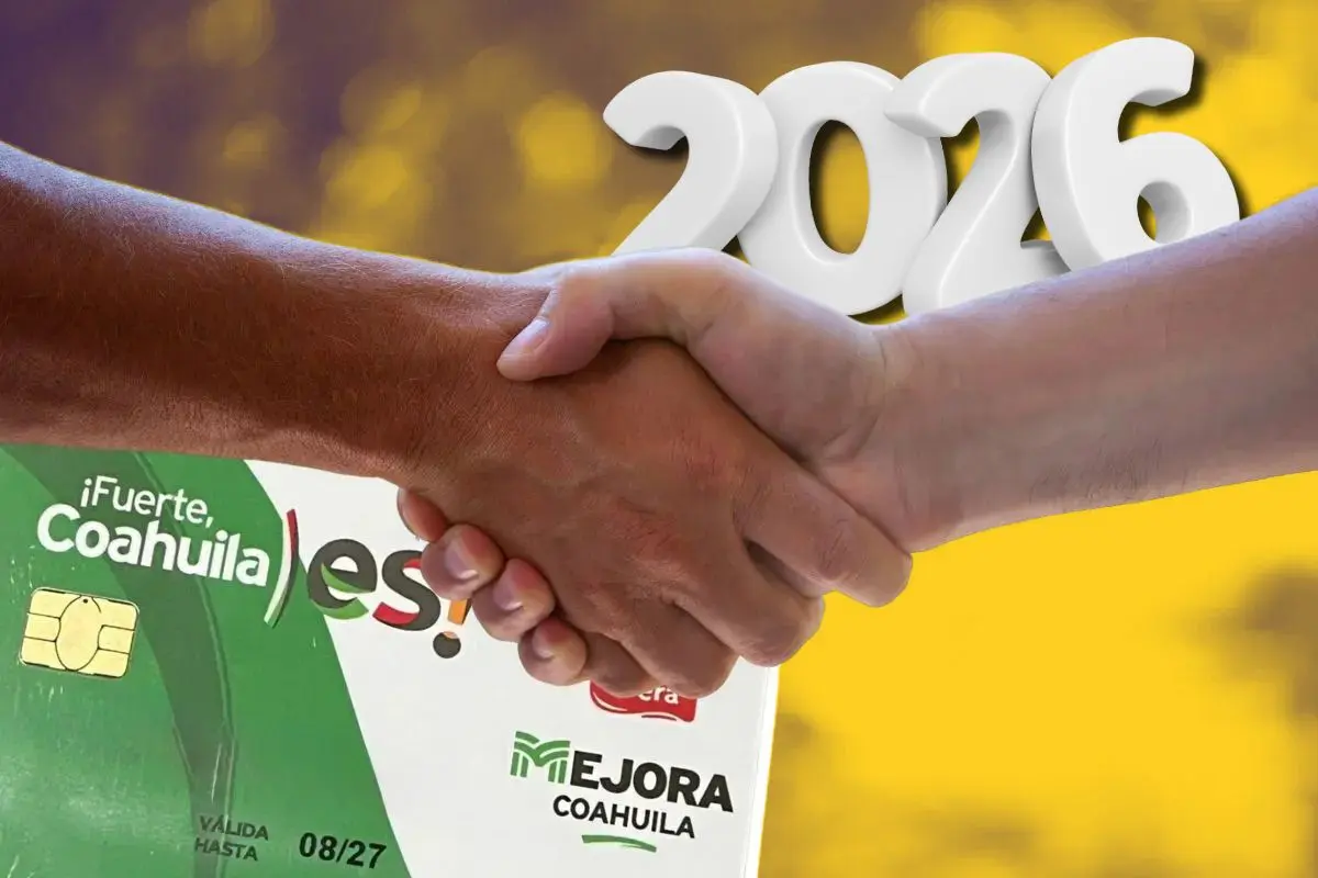 Estrechamiento de manos representa el impulso de la Tarjeta La Mera Mera en Coahuila durante el 2026 / Foto: Mejora Coahuila | Canva
