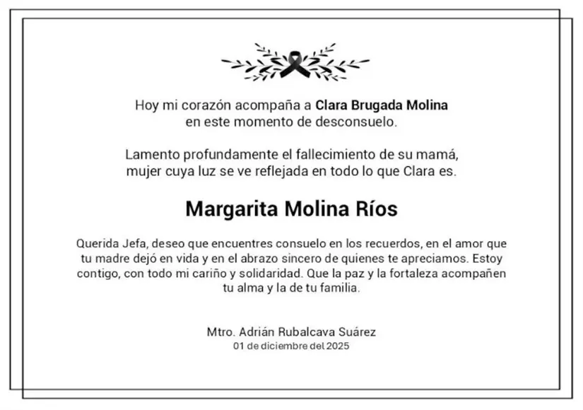 imagen recuadro Condolencias de Adrián Ruvalcaba a Clara Brugada. Foto: @AdrianRubalcava