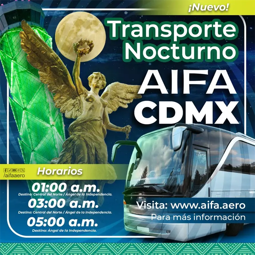 imagen recuadro Promo de transporte nocturno del Ángel de la Independencia a CDMX. Gobierno de México