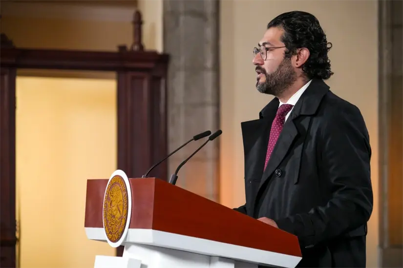 Marath Baruch Bolaños López en conferencia de prensa. Foto: Presidencia de la República