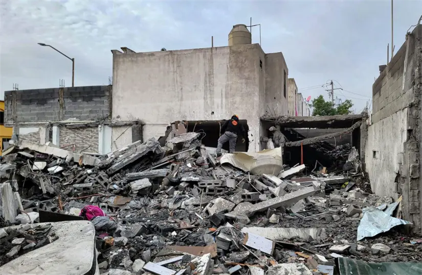 Explosión en colonia Olmos, Pesquería. Foto: PCNL.