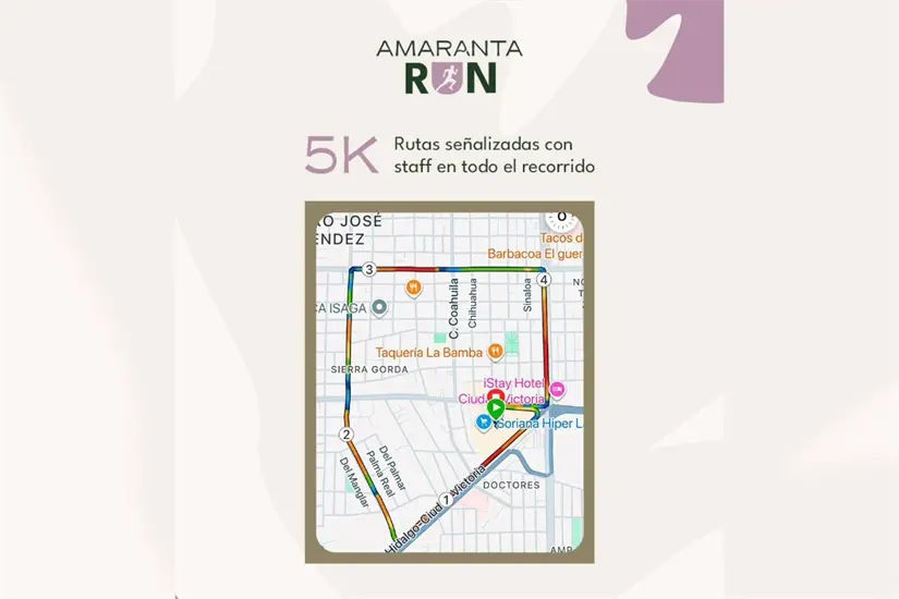 Ruta del circuito 5K de la carrera Amaranta Run. Foto: Amaranta