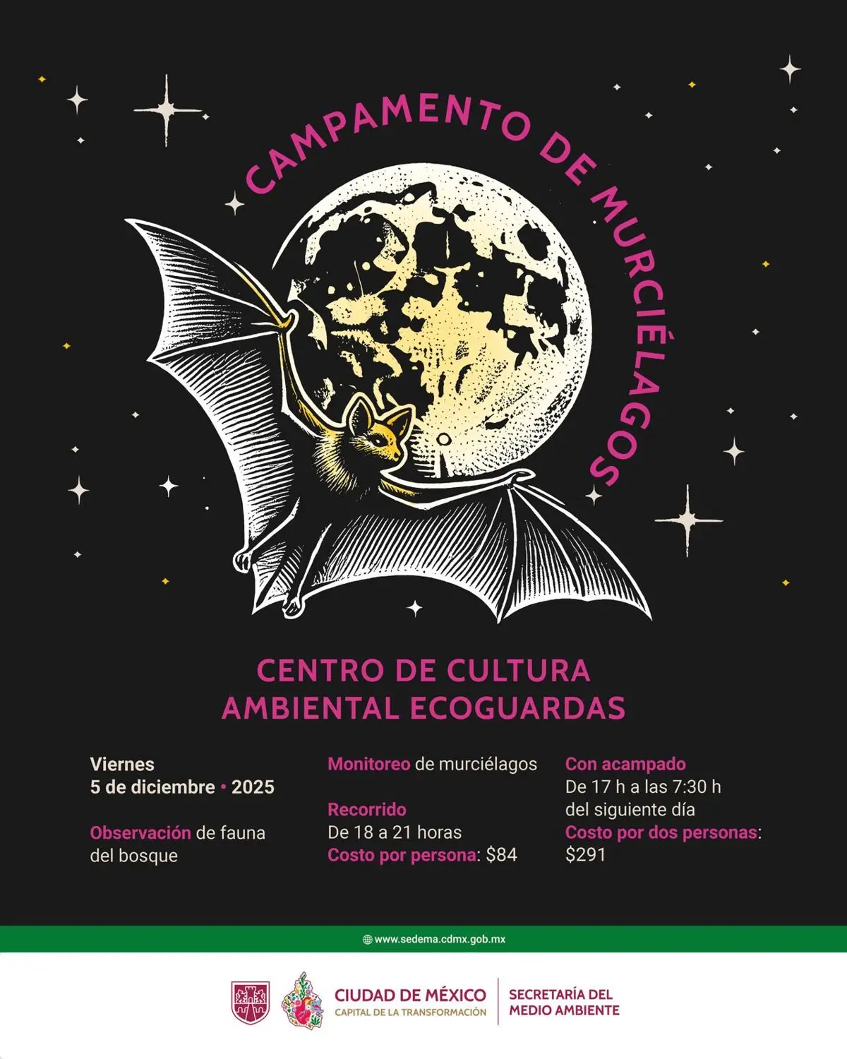 Noche de Murciélagos 2025: Horarios, costos y sede del evento imperdible en CDMX. Foto: X @SEDEMA_CDMX