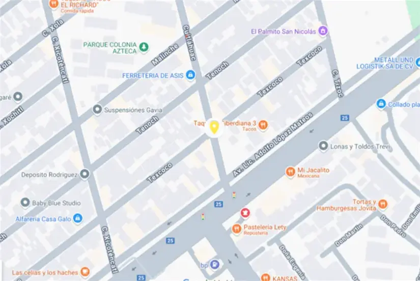 Mapa del mercadito. Foto: Google Maps.