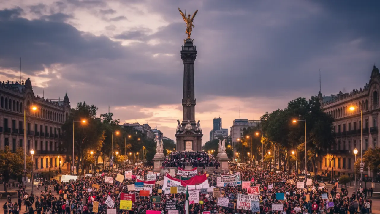 Fotografía de referencia a “Marcha del Tigre” en apoyo a la presidenta Claudia Sheinbaum en CDMX| Gemini IA