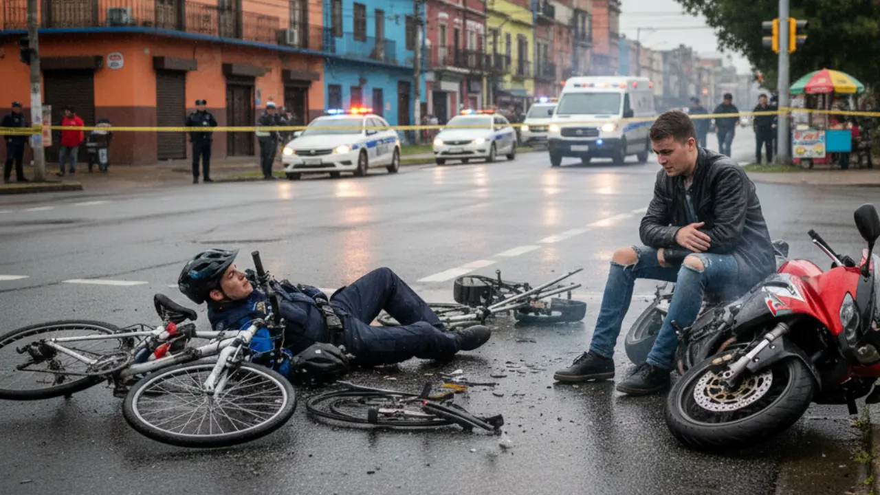 Imagen alusiva de un accidente en Insurgentes donde un joven arrolló a un policía mientras hacía sus labores. | Gemini IA
