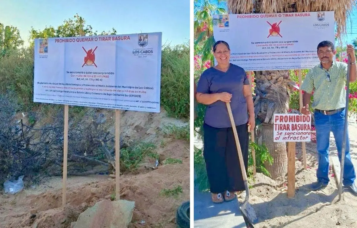 Los Cabos intensificó acciones contra tiraderos clandestinos con nuevos señalamientos y advertencias de sanciones. Foto: El Choyal