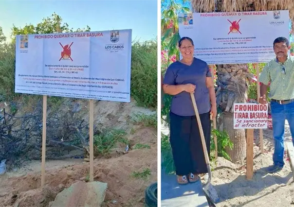 Colocan letreros que prohíben tirar basura en colonias de Cabo San Lucas