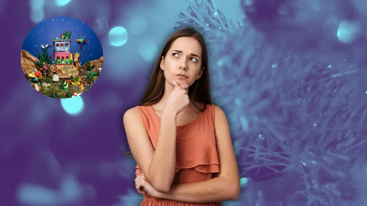 Mujer pensando y en circulo un pesebre Foto: Canva l Google