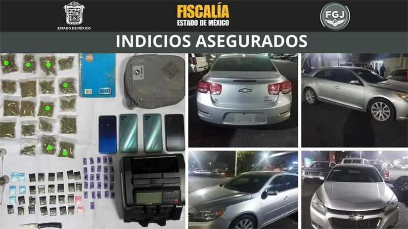 La autoridad mexiquense aseguró indicios de dos extorsionadores del Edomex. Foto: X @FiscaliaEdomex