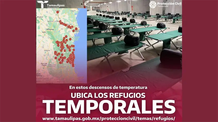 Asiste al refugio temporal más cercano y protégete de las bajas temperaturas | Foto: FB Protección Civil 