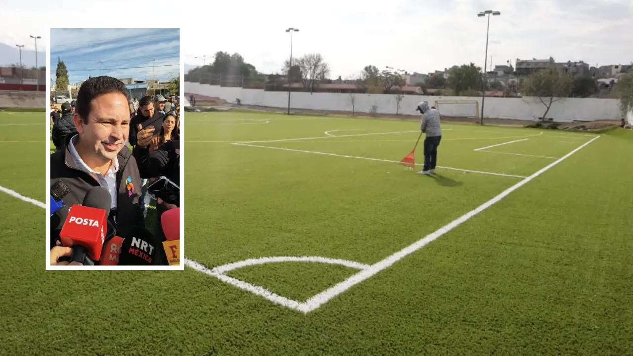 El alcalde compartió que en este sector existen antecedentes de riñas y pandillas, por lo que canalizar a la juventud hacia el deporte es clave./Foto: Gobierno Municipal de Saltillo/ Marco Juárez