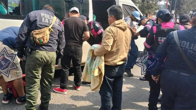 Fuerzas de seguridad interinstitucionales, incluyendo la Guardia Nacional, en labores de vigilancia en el municipio de La Paz, Estado de México. Foto: Facebook @Seguridad Pública Municipal Los Reyes La Paz 2025-2027