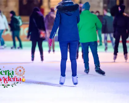 ¿Cuáles son las recomendaciones para usar la pista de hielo en la Feria Navideña?