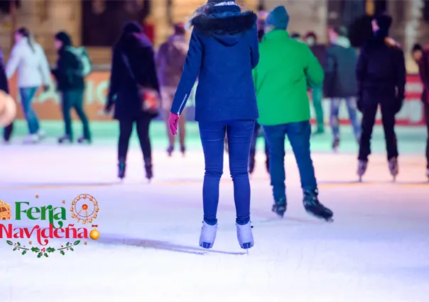 ¿Cuáles son las recomendaciones para usar la pista de hielo en la Feria Navideña?