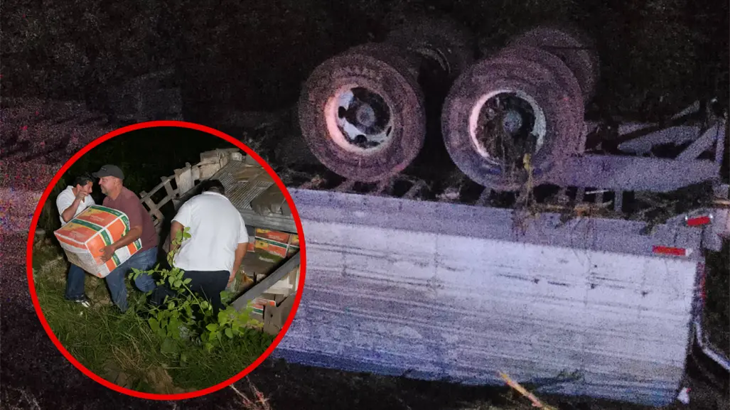 ¡Se vuelan los plátanos! Rapiñan tráiler tras volcar en la carretera Chetumal-Bacalar