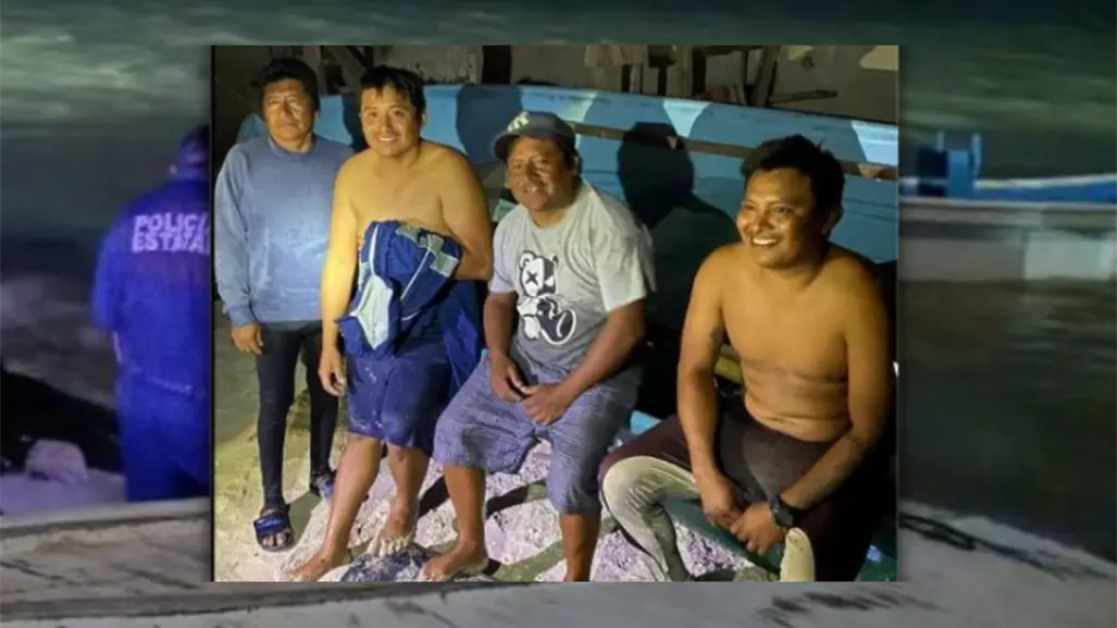 Rescatan a cuatro pescadores varados frente a las costas de Chicxulub Puerto, Yucatán