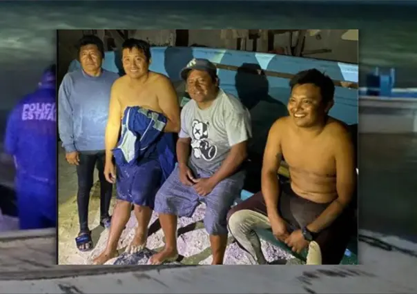 Rescatan a cuatro pescadores varados frente a las costas de Chicxulub Puerto, Yucatán