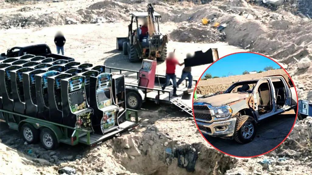 Destruyen vehículos blindados y 59 tragamonedas aseguradas en Baja California Sur