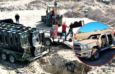 Destruyen vehículos blindados y 59 tragamonedas aseguradas en Baja California Sur
