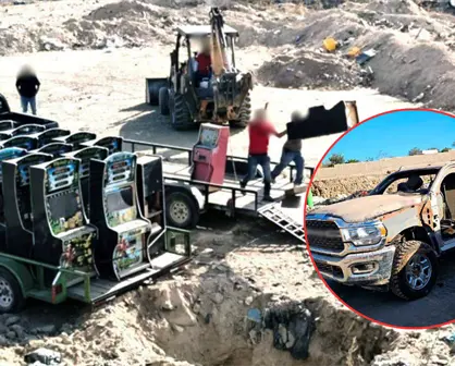 Destruyen vehículos blindados y 59 tragamonedas aseguradas en Baja California Sur