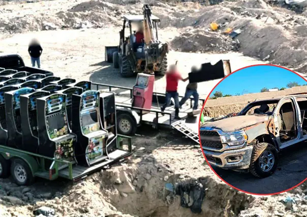 Destruyen vehículos blindados y 59 tragamonedas aseguradas en Baja California Sur