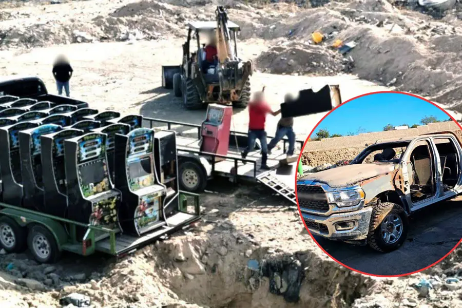 Destruyen vehículos blindados y 59 tragamonedas aseguradas en Baja California Sur