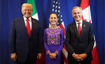 Claudia Sheinbaum, Trump y Carney sostienen encuentro privado previo al sorteo del Mundial 2026
