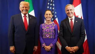Claudia Sheinbaum, Trump y Carney sostienen encuentro privado previo al sorteo del Mundial 2026