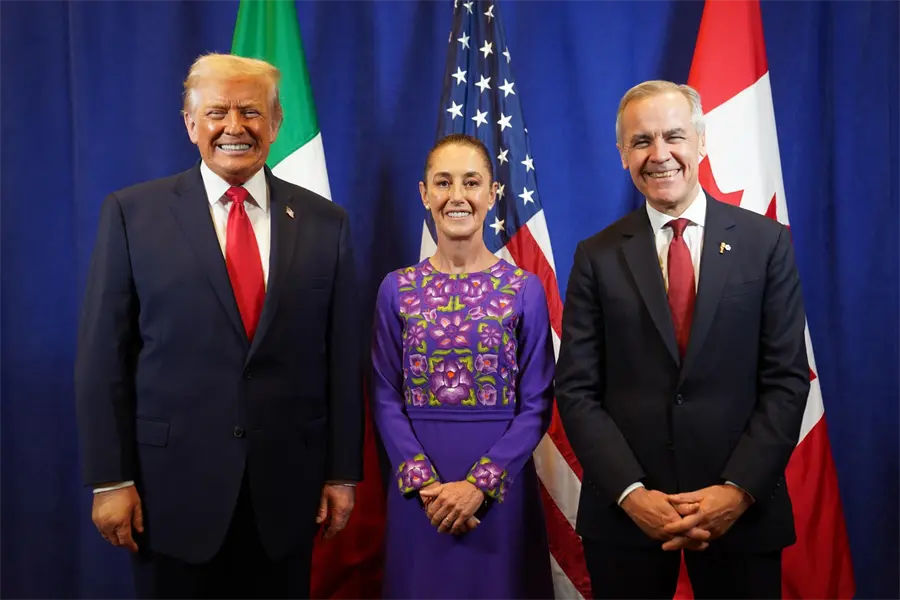 Claudia Sheinbaum, Trump y Carney sostienen encuentro privado previo al sorteo del Mundial 2026