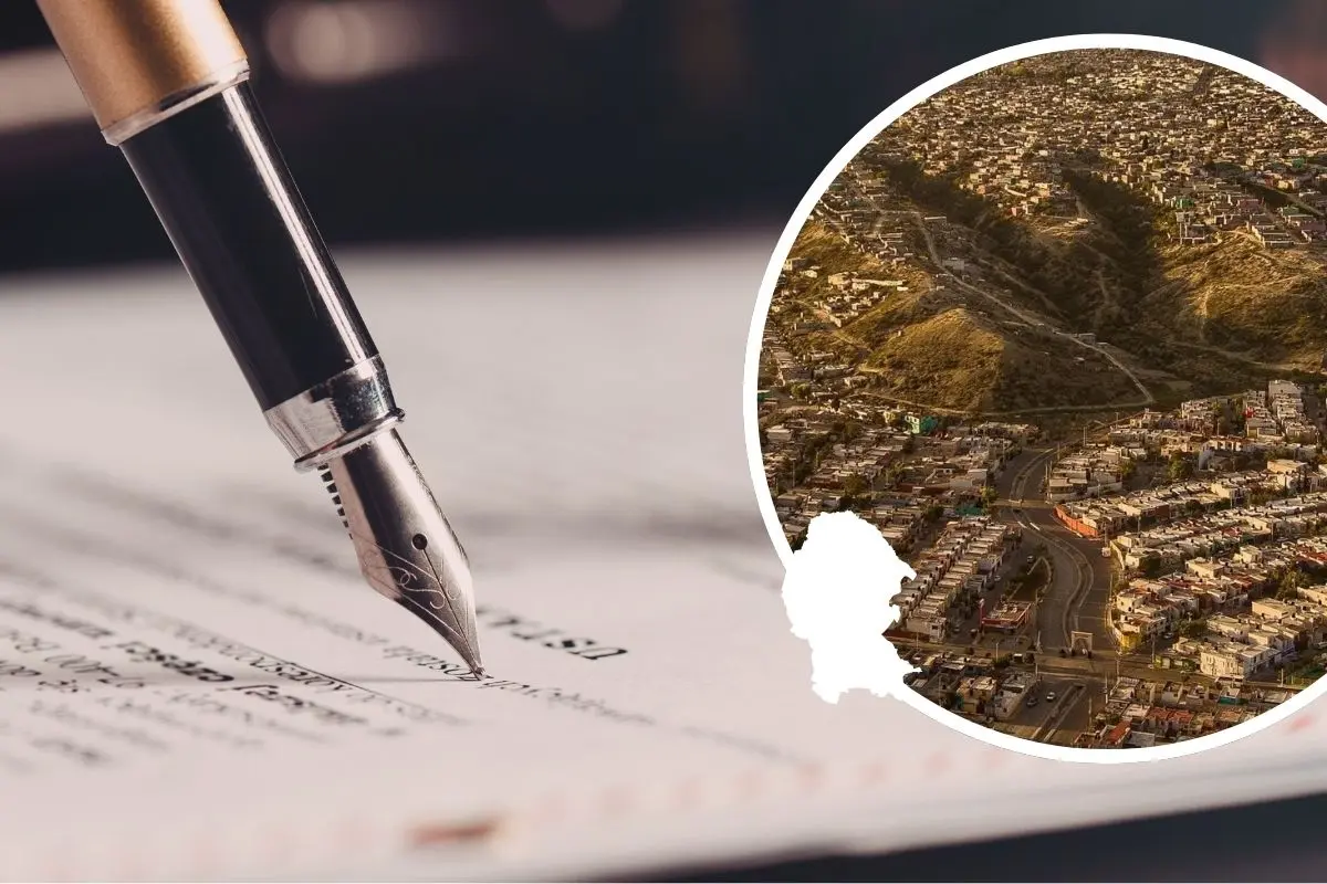 Bolígrafo y vista aérea de Saltillo ejemplifican la Reforma Vecinal en Coahuila / Foto: Saltillo en Fotos | Canva